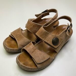 Josef Seibel Nina Women’s Size 36 Tan Leather Velcro Strap On Sandal Shoe Summer